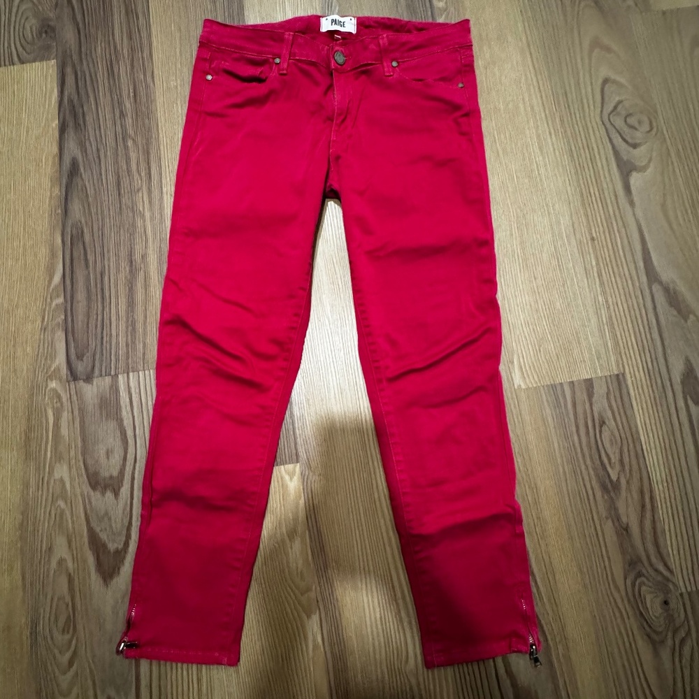 Paige Kylie Crop Skinny Pink Magenta Stretch Jeans Pants Size 30